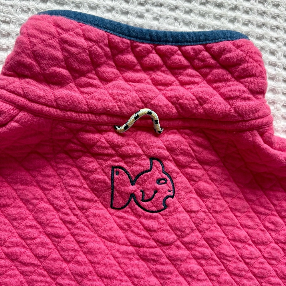 Prodoh Quilted Quarter Zip Pullover Pink Navy Trim Coastal Outdoor Size Small - Picture 7 of 7